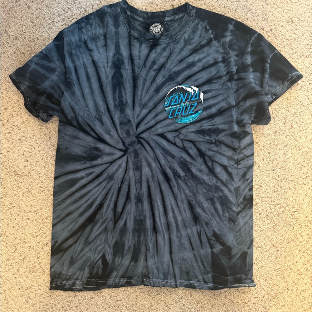 Santa Cruz Blue & Gray Tie-Dye Tee with Blue Logo
